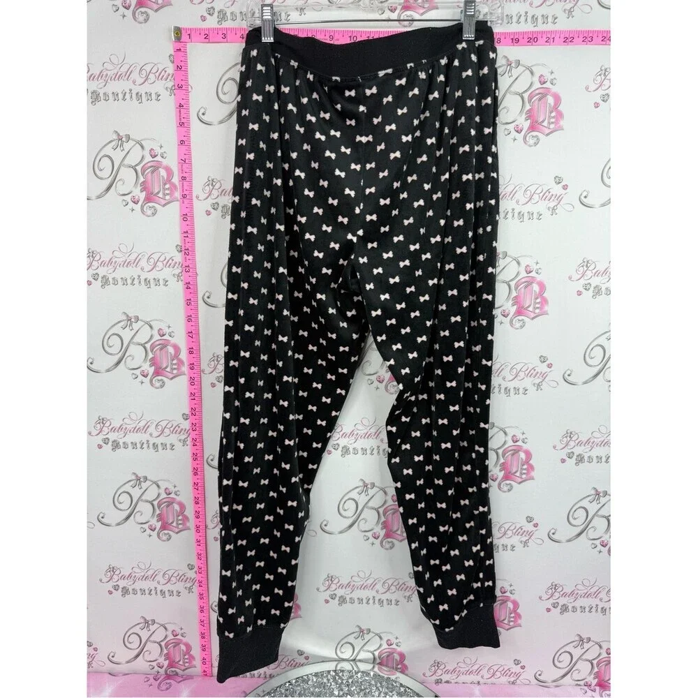 kate spade Black Jogger Pants with Pink Bow Print